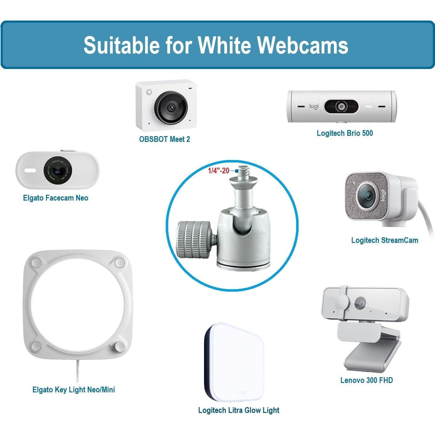 Soporte de trípode de mesa blanco Acetaken 43.2 cm 1/4"-20