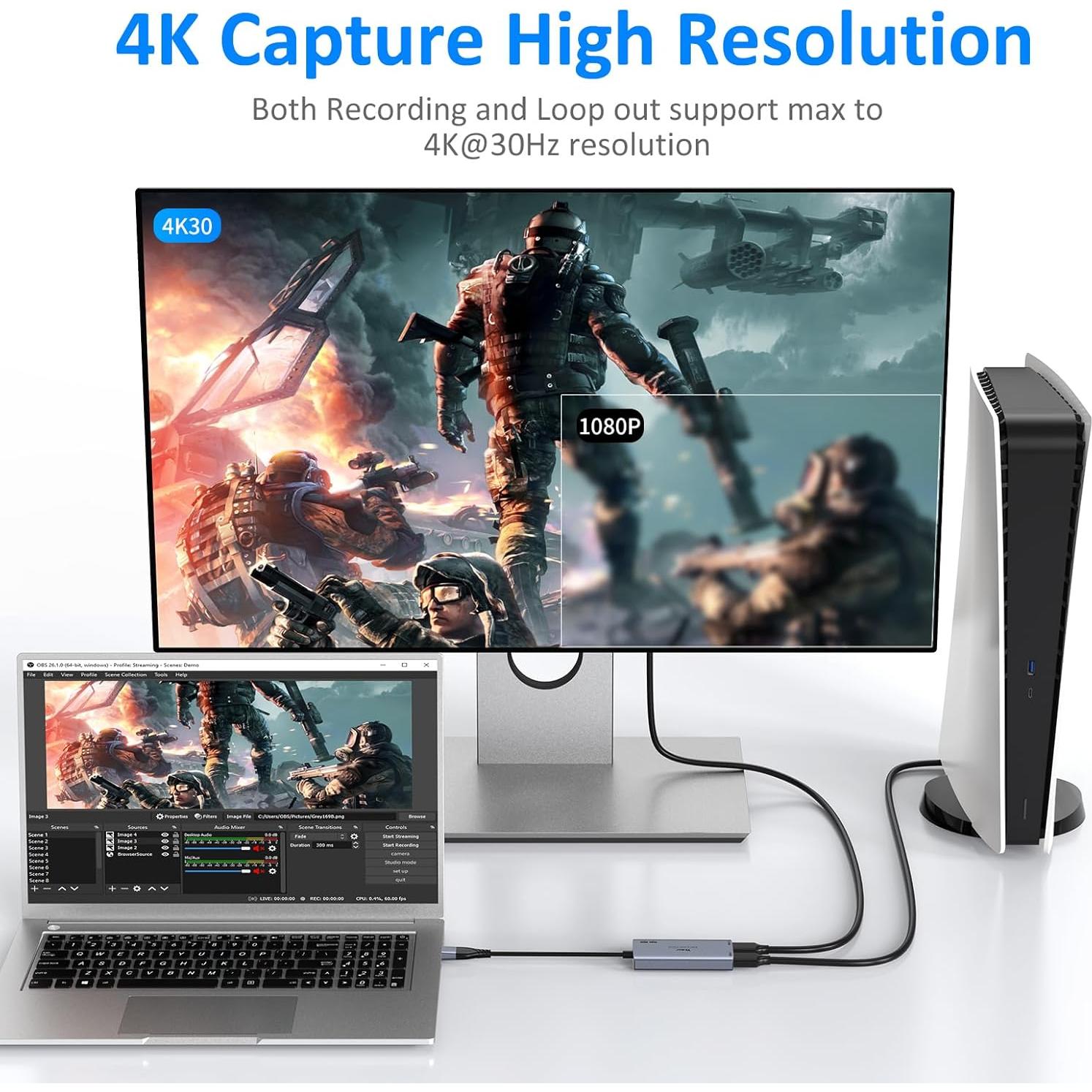 Tarjeta de Captura Yinker 4K HDMI USB-A/USB-C 1080P 60fps