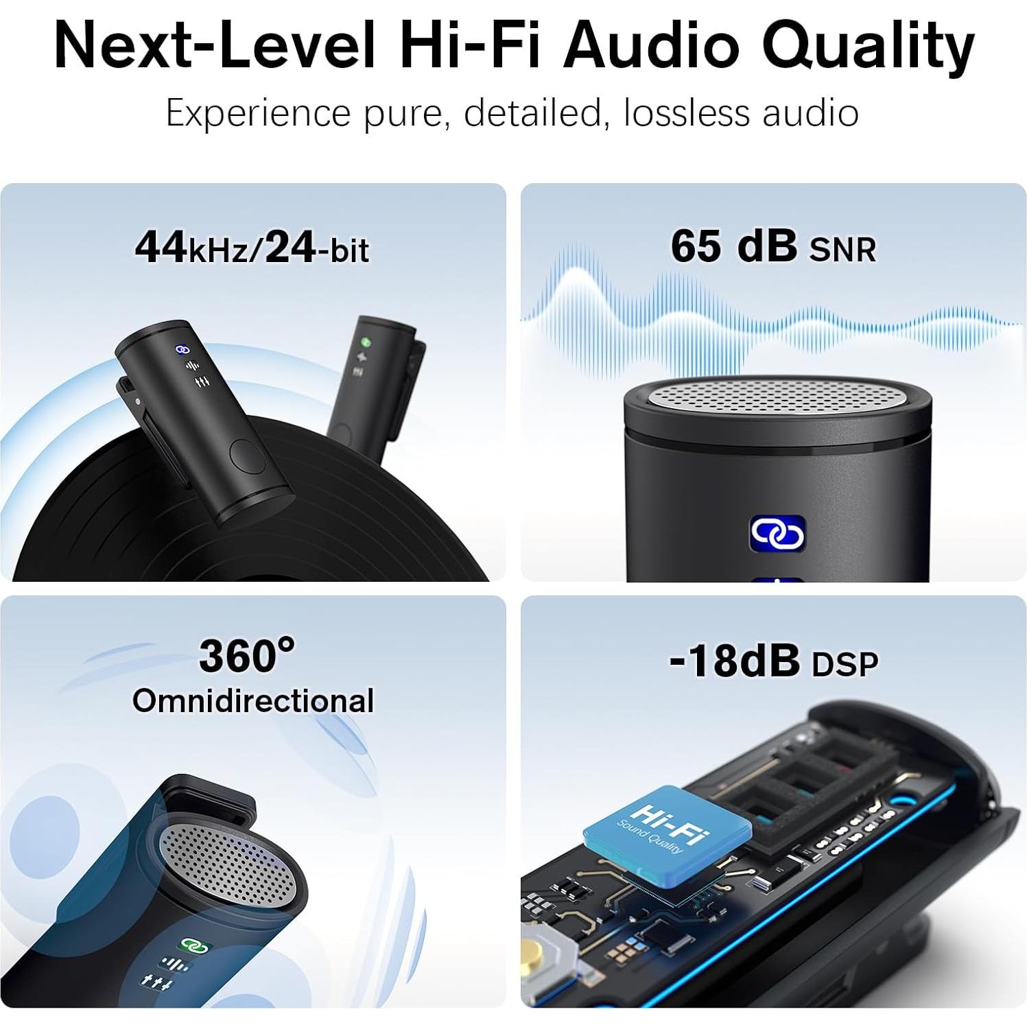 Micrófono Lavalier Inalámbrico Rythflo LM03 2 TX + 2 RX