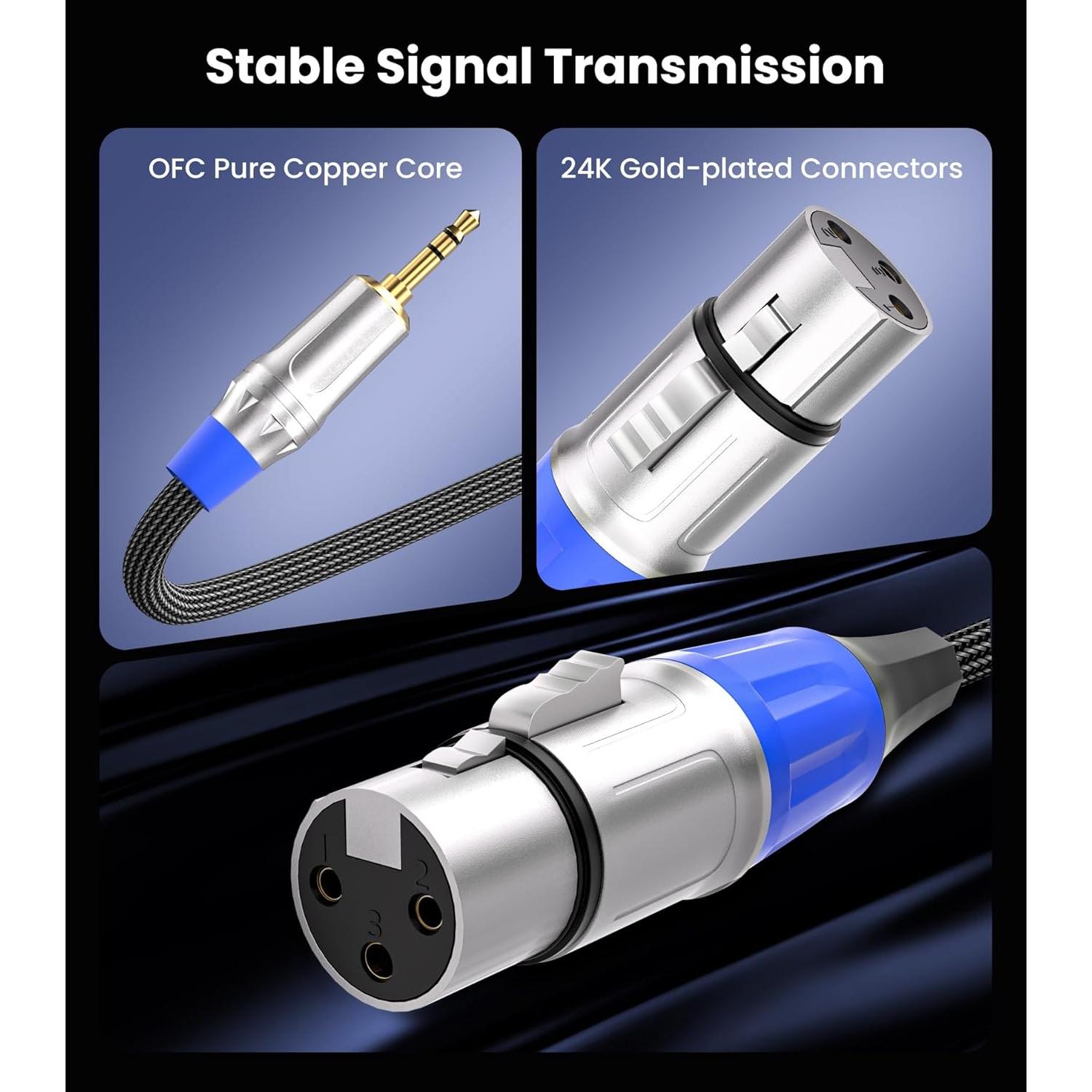 Tisino XLR to 3.5mm Microphone Cable,Unblanced XLR Female to 1/8 inch Mic Cord for Camcorders, DSLR Cameras, Computer Recording Device and More - 3.3 feet
