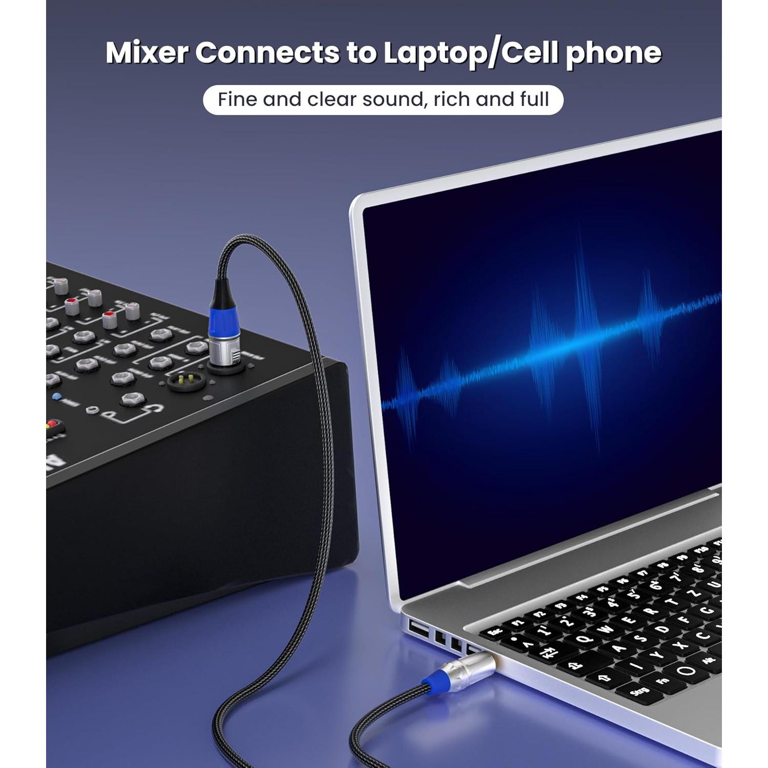 Tisino XLR to 3.5mm Microphone Cable,Unblanced XLR Female to 1/8 inch Mic Cord for Camcorders, DSLR Cameras, Computer Recording Device and More - 3.3 feet