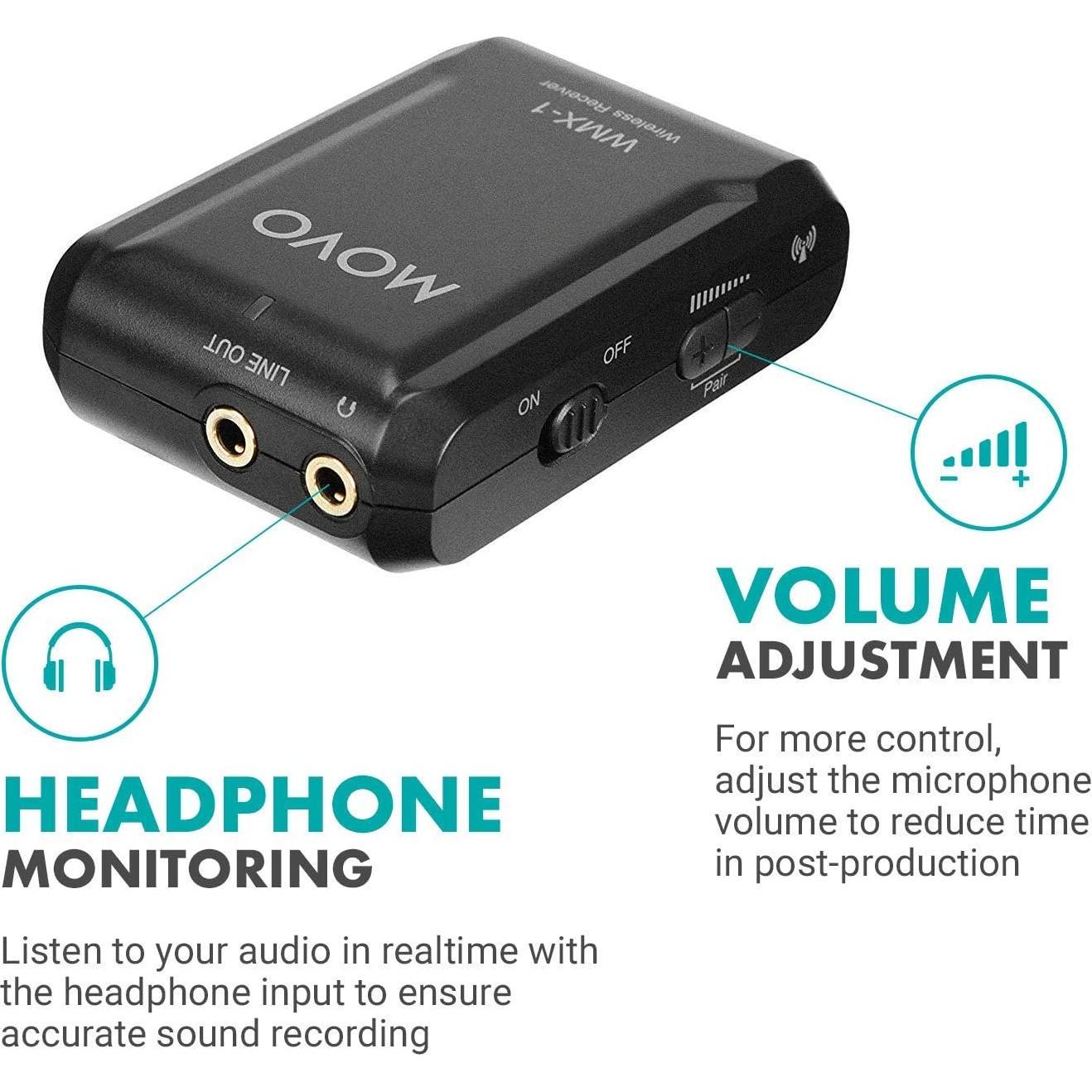 Movo WMX-1 Micrófono Lavalier Inalámbrico 2.4GHz para DSLR y Smartphones