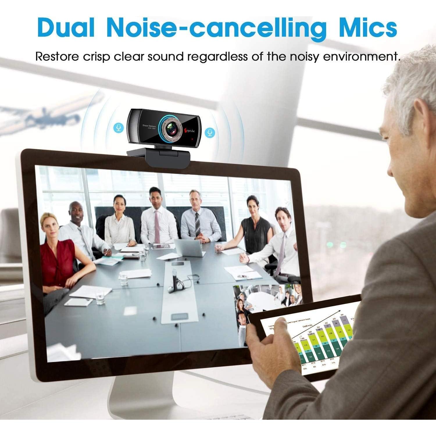 Cámara Web Angetube 1080P con Micrófono y Ángulo Amplio 100°