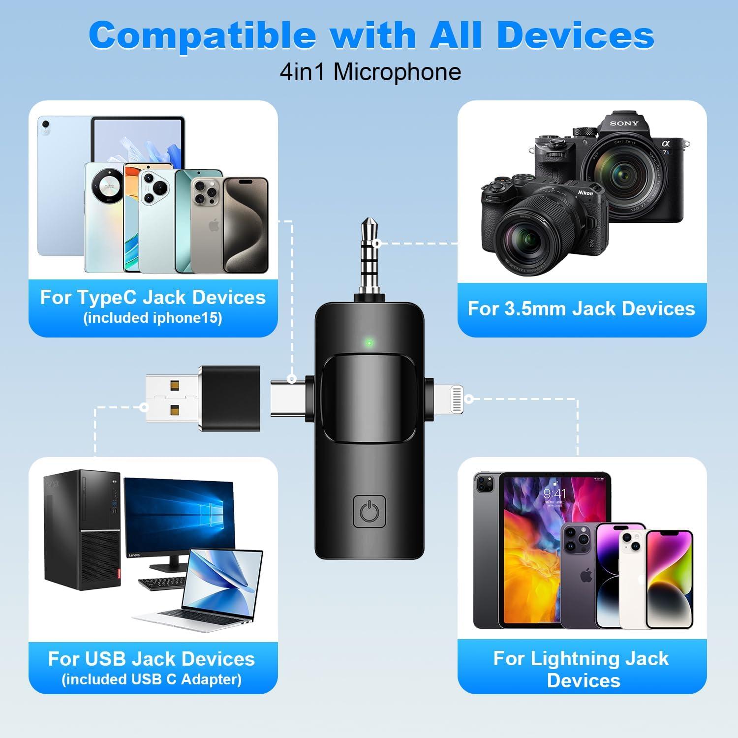 Micrófono Lavalier Inalámbrico Weton WT-Mic24 con Cancelación de Ruido