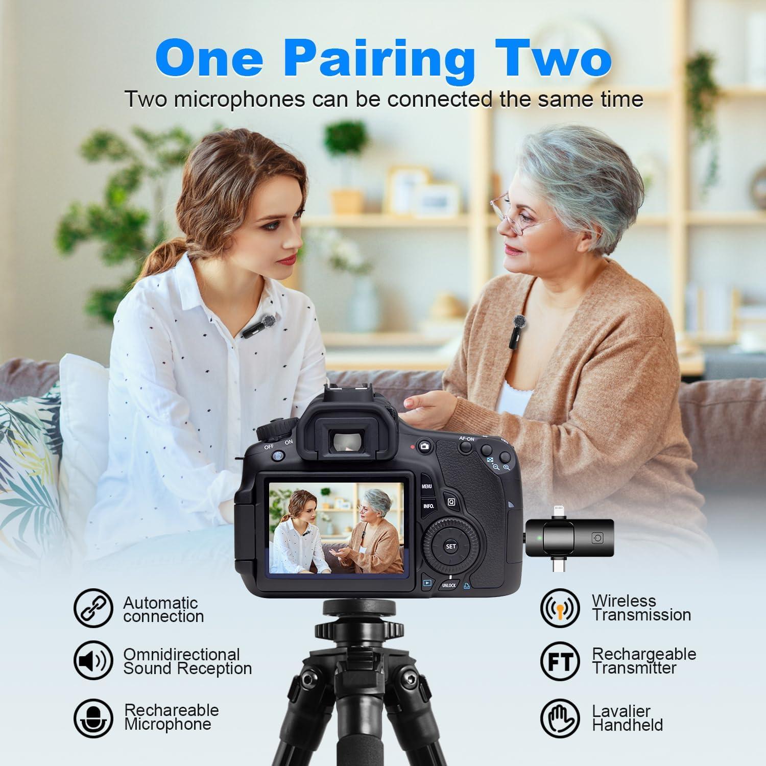 Micrófono Lavalier Inalámbrico Weton WT-Mic24 con Cancelación de Ruido