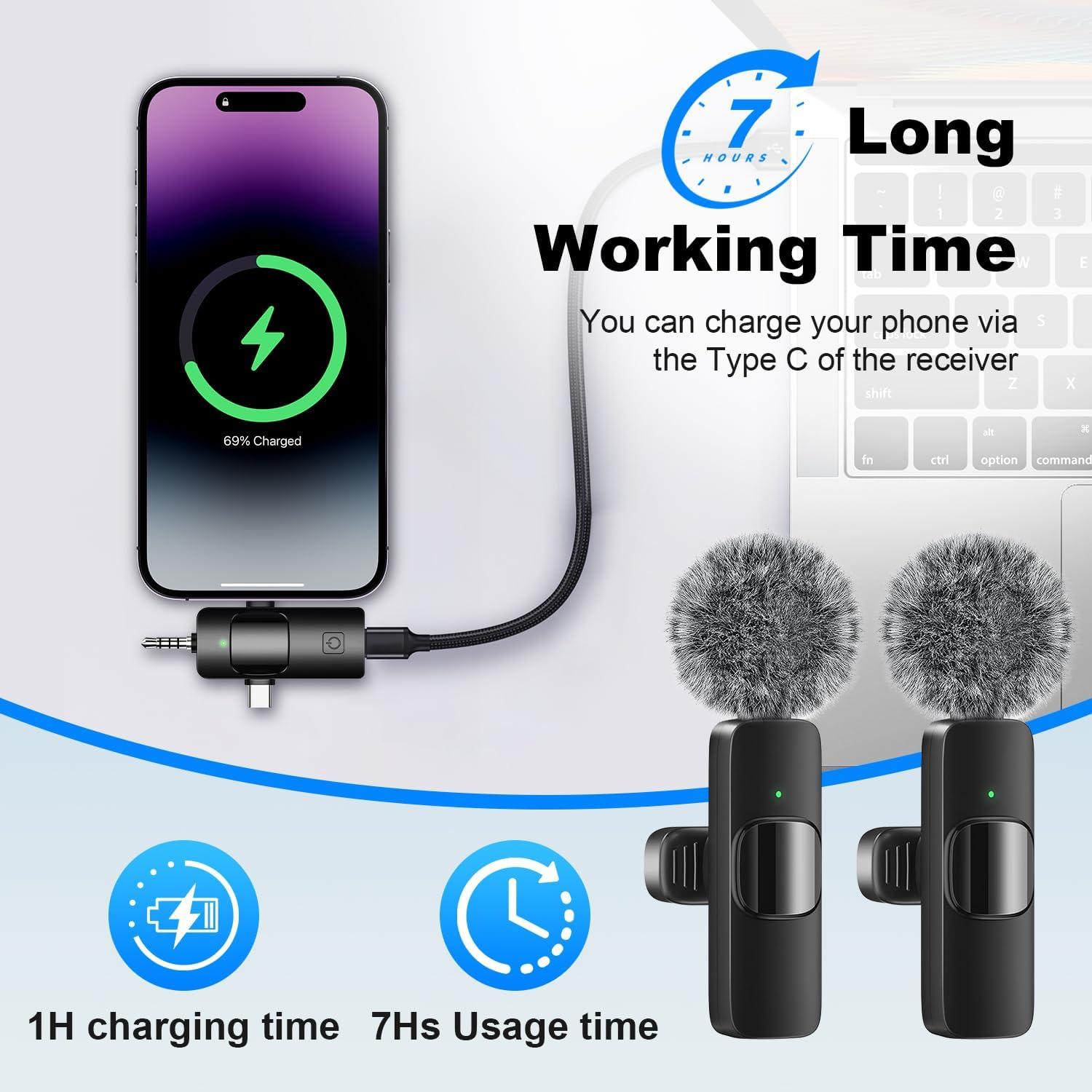 Micrófono Lavalier Inalámbrico Weton WT-Mic24 con Cancelación de Ruido