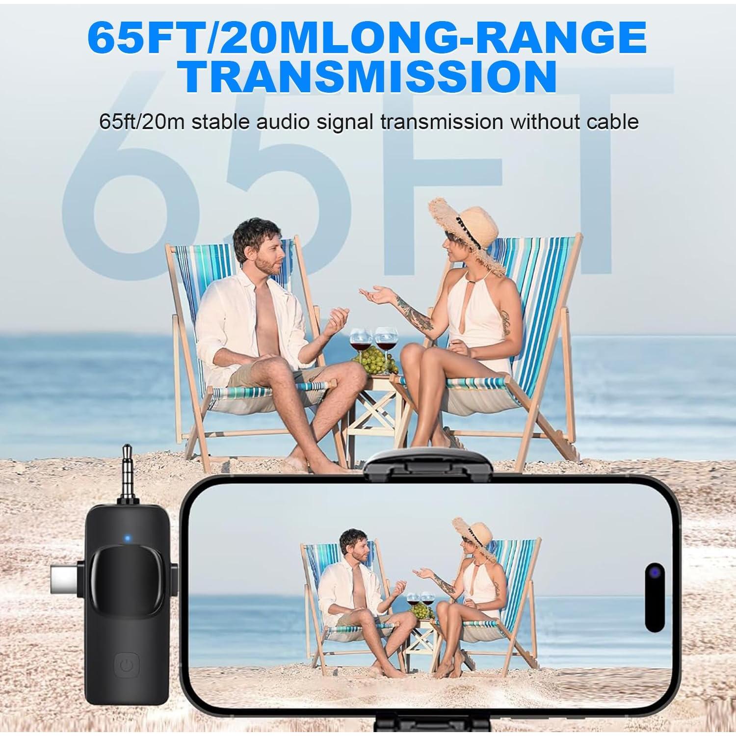 Micrófono Lavalier Inalámbrico Weton WT-Mic24 con Cancelación de Ruido