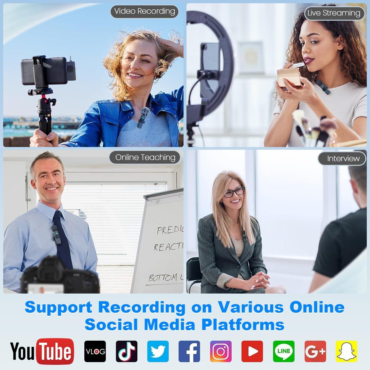 Micrófono Lavalier Inalámbrico Weton WT-Mic24 con Cancelación de Ruido