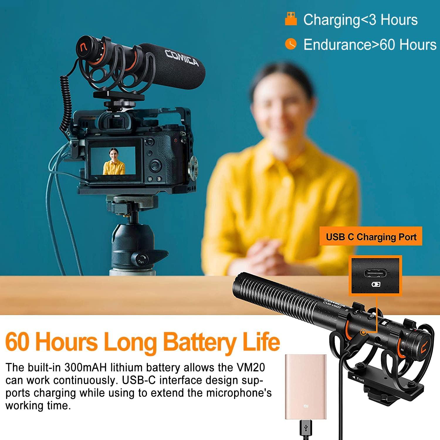 Micrófono de Escopeta Comica VM20 con Pantalla OLED y Soporte