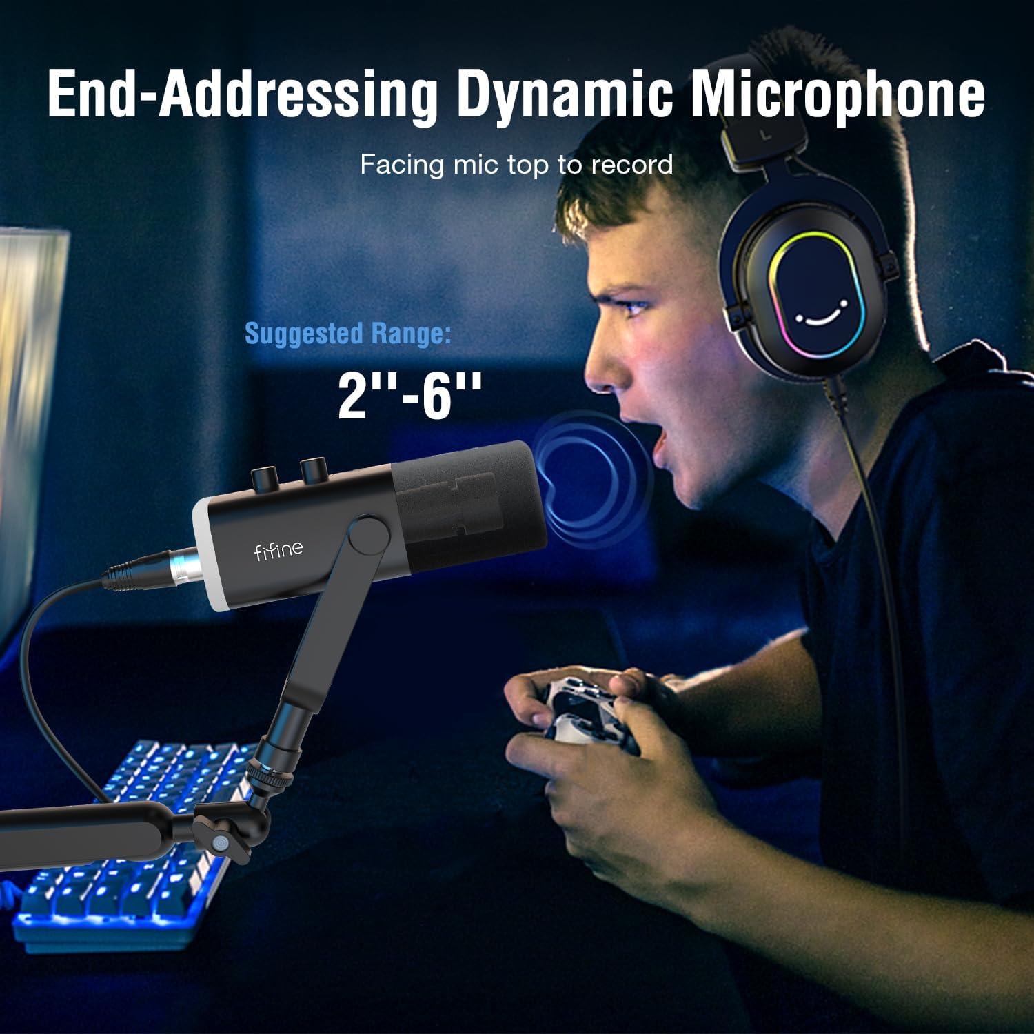 Micrófono Gaming FIFINE AM8+BM88 con Soporte de Brazo Ajustable