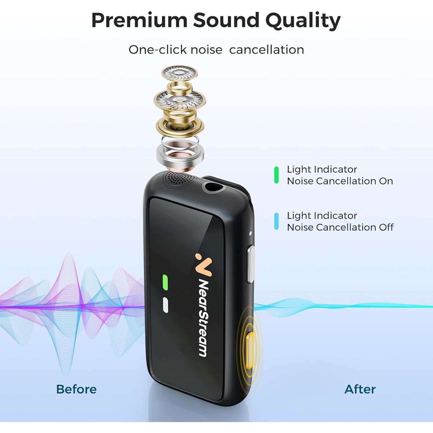 Micrófono Lavalier Inalámbrico NearStream AWM20T 20H Batería