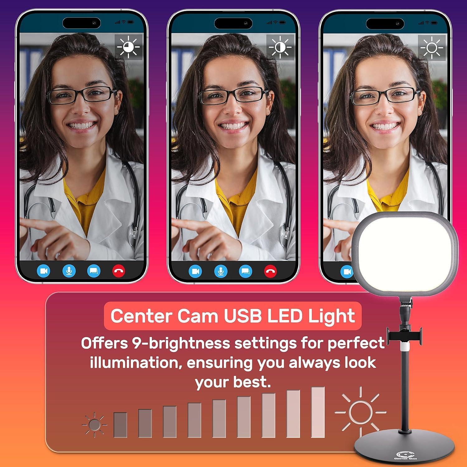 Luz LED de Anillo USB Center Cam para Videoconferencias