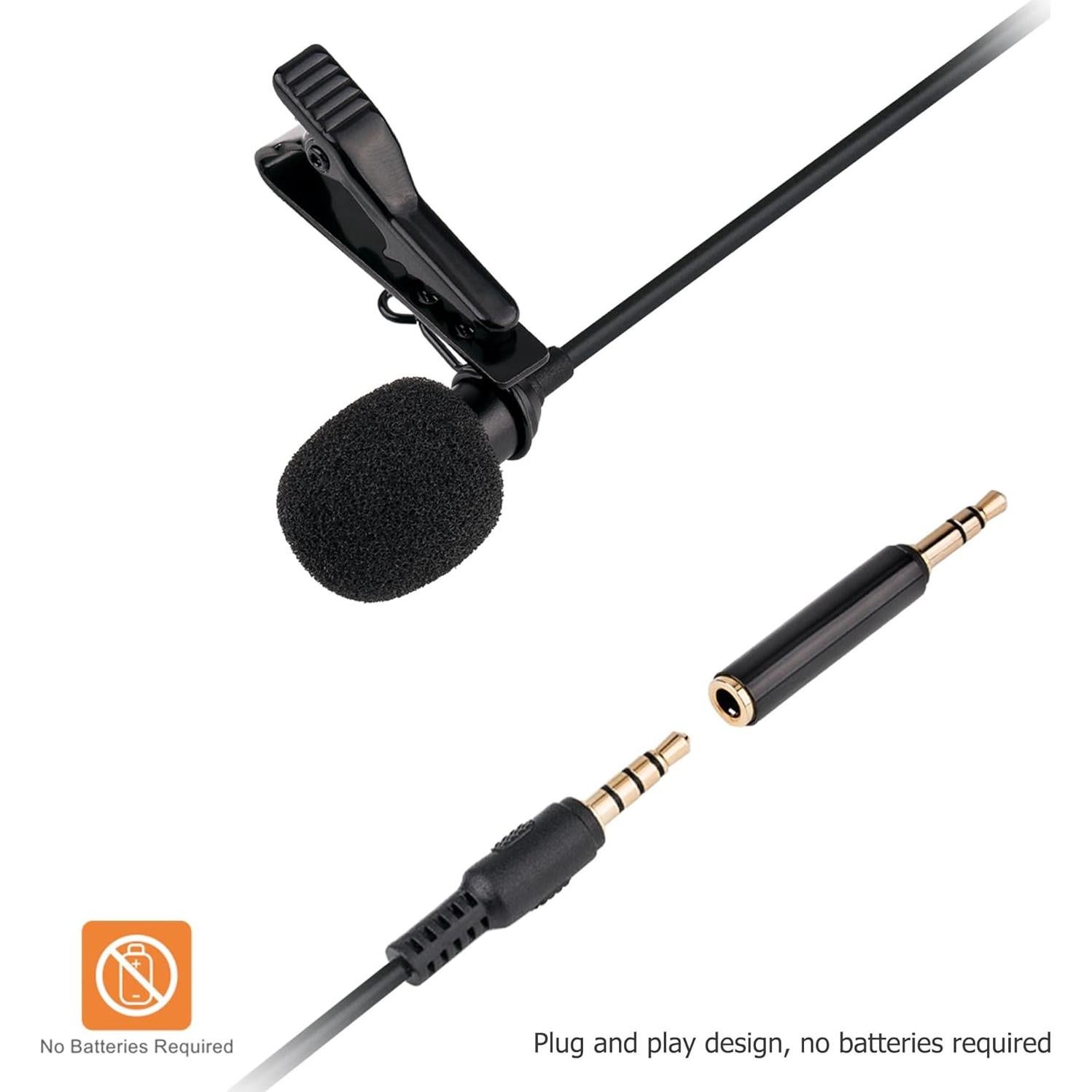 Micrófono Lavalier Omnidireccional Kiwifotos KM-02 2m 3.5mm