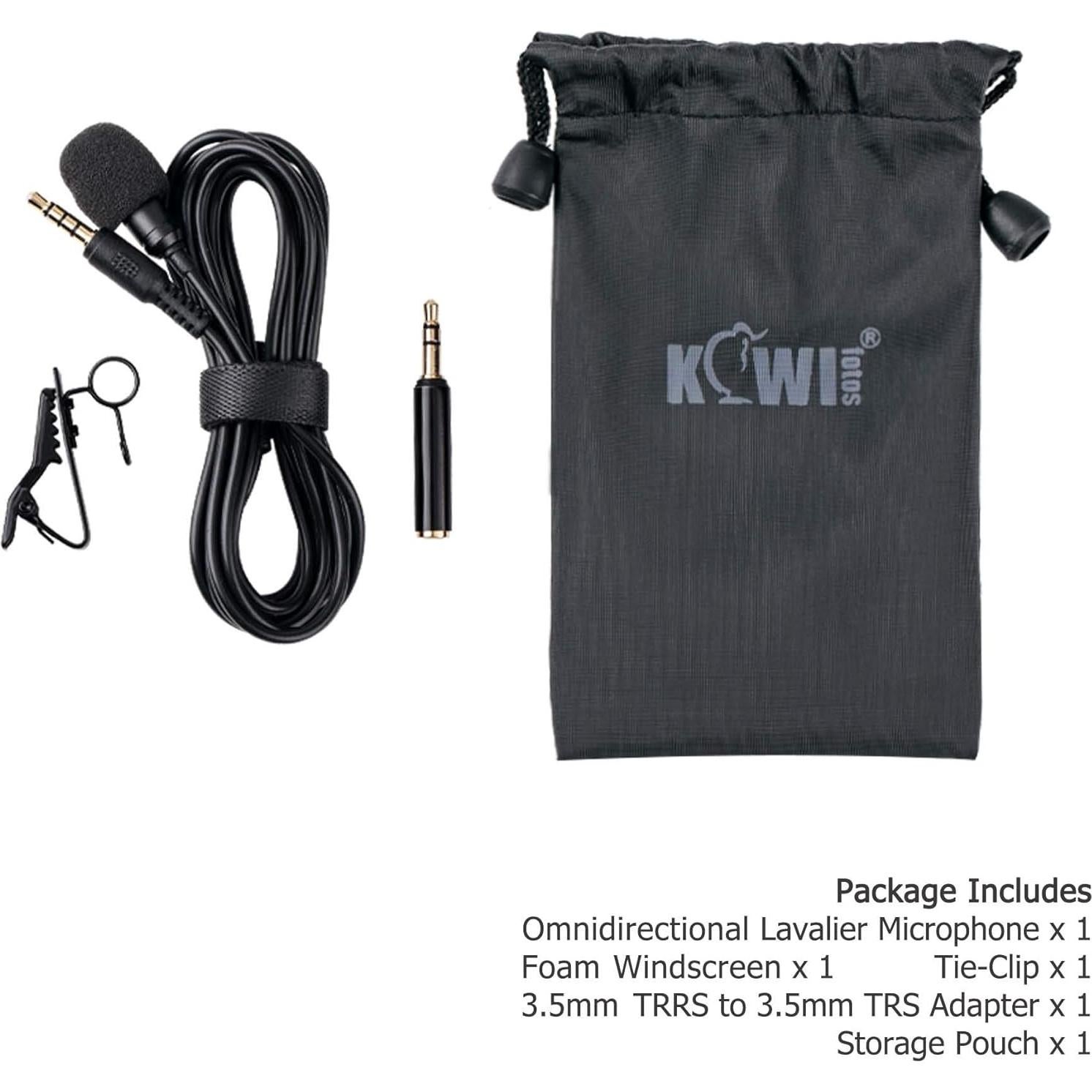 Micrófono Lavalier Omnidireccional Kiwifotos KM-02 2m 3.5mm