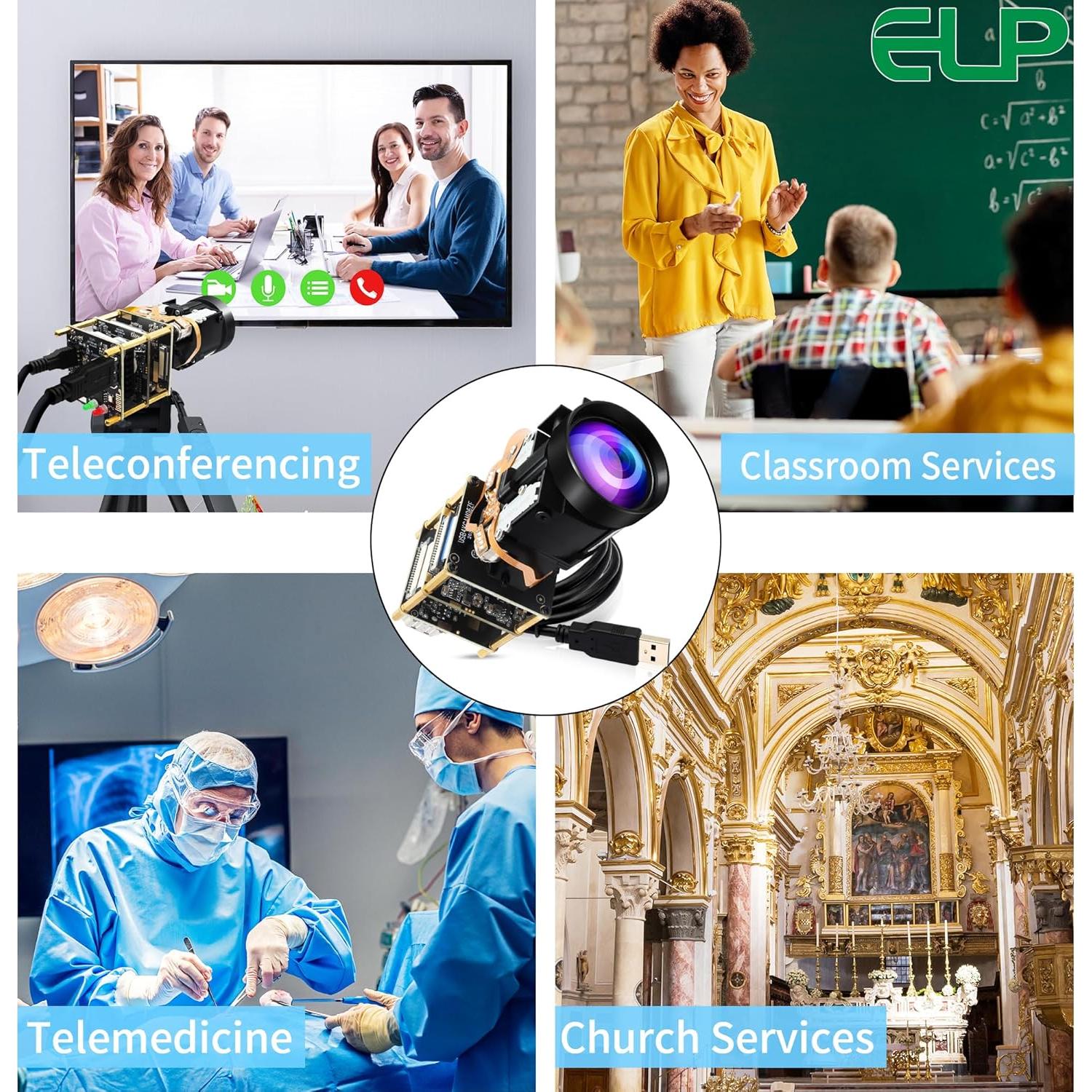 Cámara USB ELP 4K 30fps HDMI 10X Zoom Control Remoto