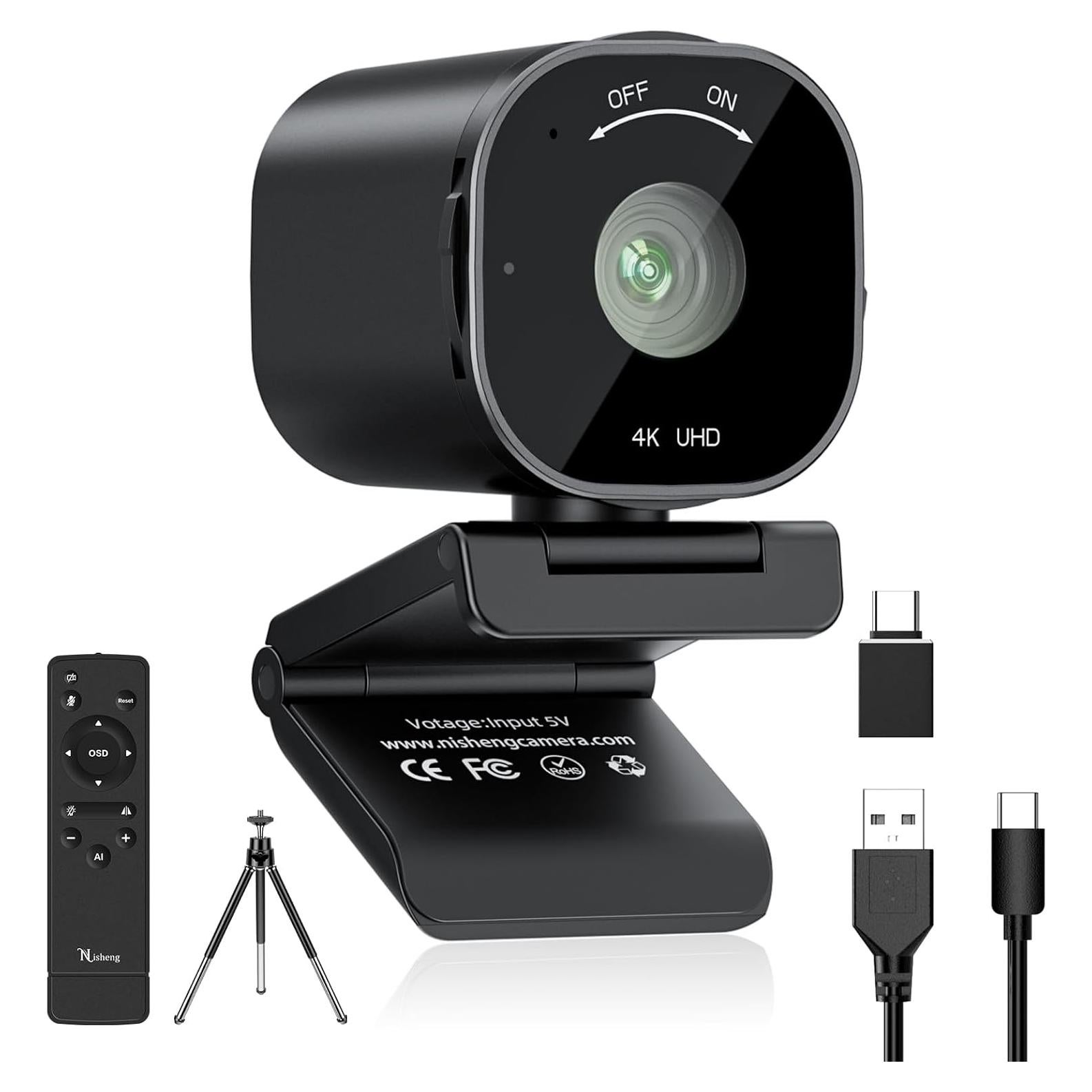 Cámara Web 4K Nisheng M9Plus con 4 Micrófonos y OSD