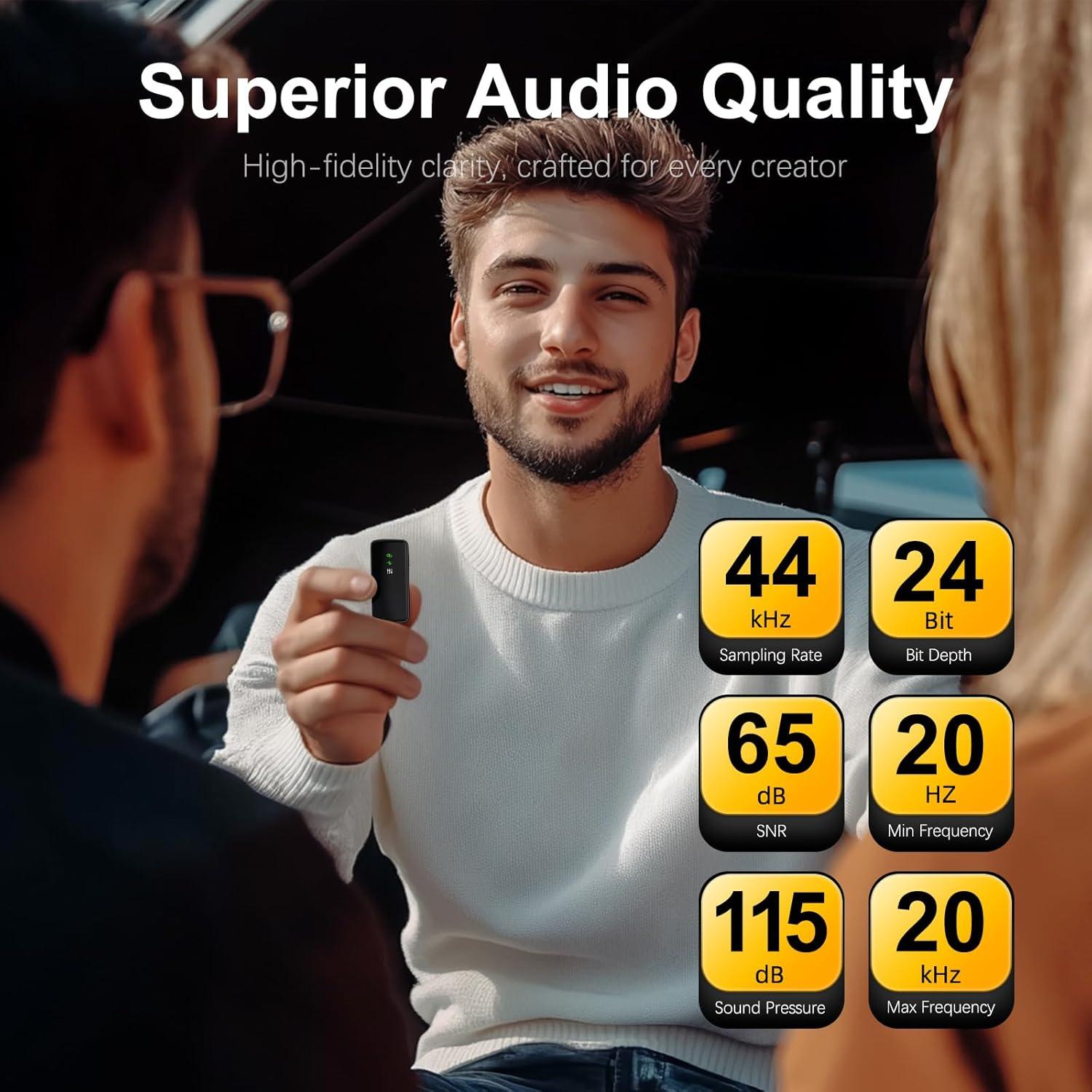 Micrófono Lavalier Inalámbrico Rythflo LM04 con Cancelación de Ruido