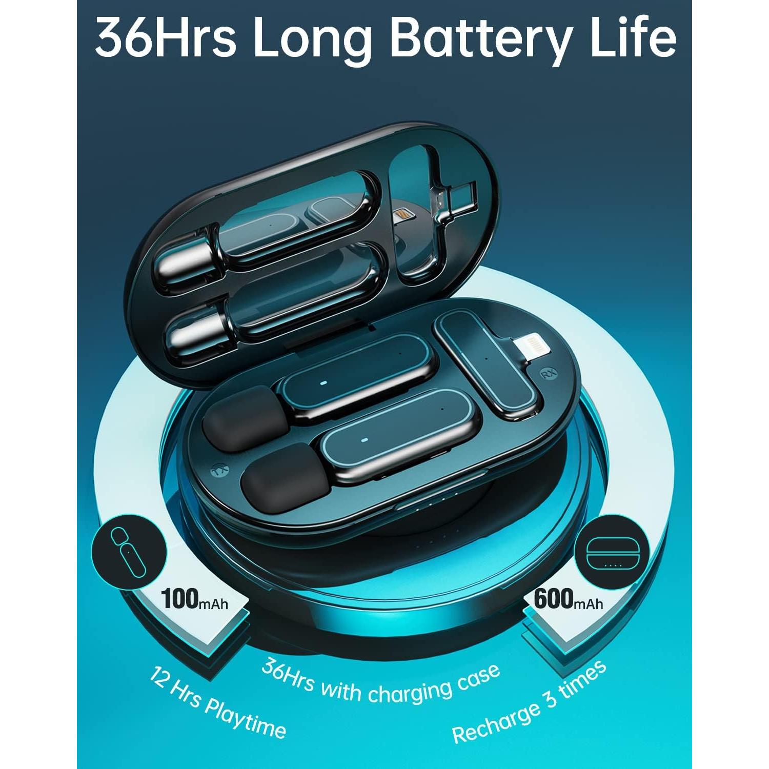 Micrófono Lavalier Inalámbrico Wanning K63 para iPhone - 36H Autonomía