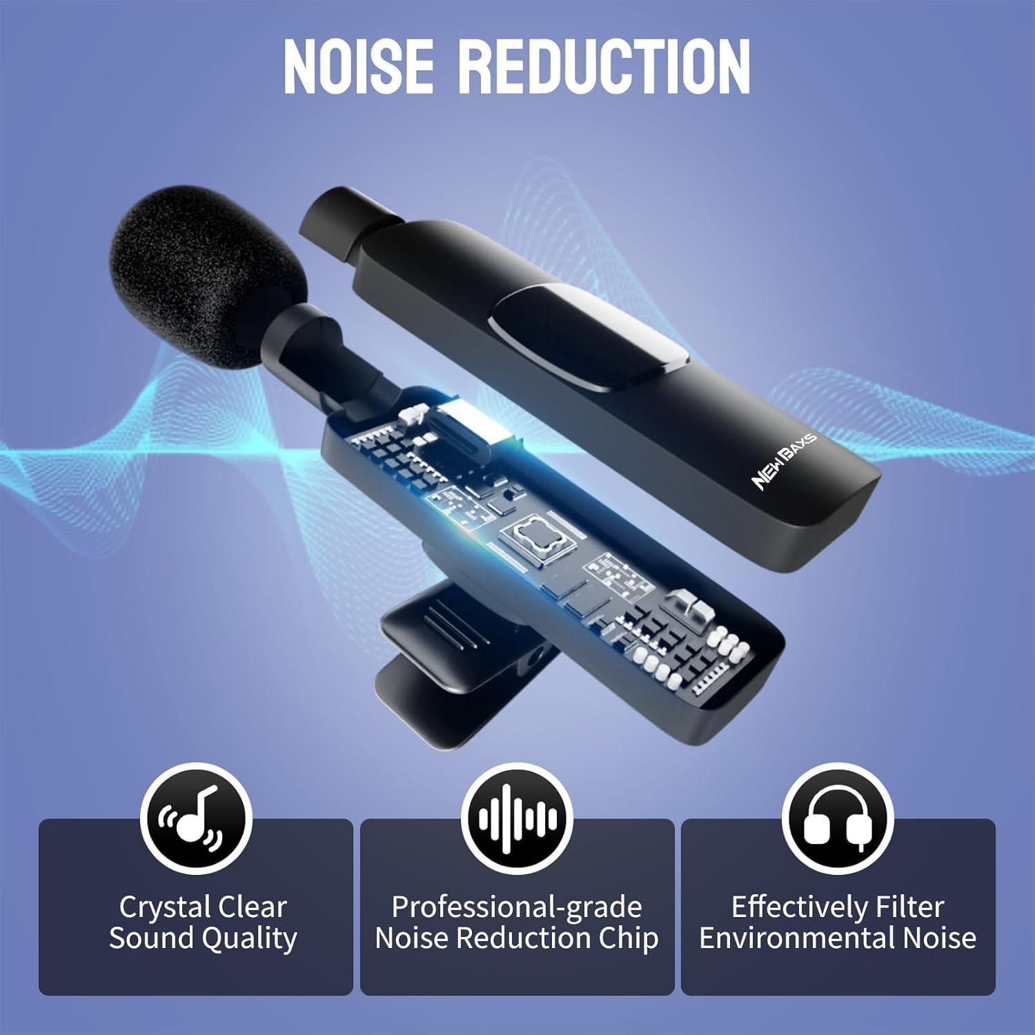Micrófono Lavalier Inalámbrico NEWBAXS AR6 con Reducción de Ruido
