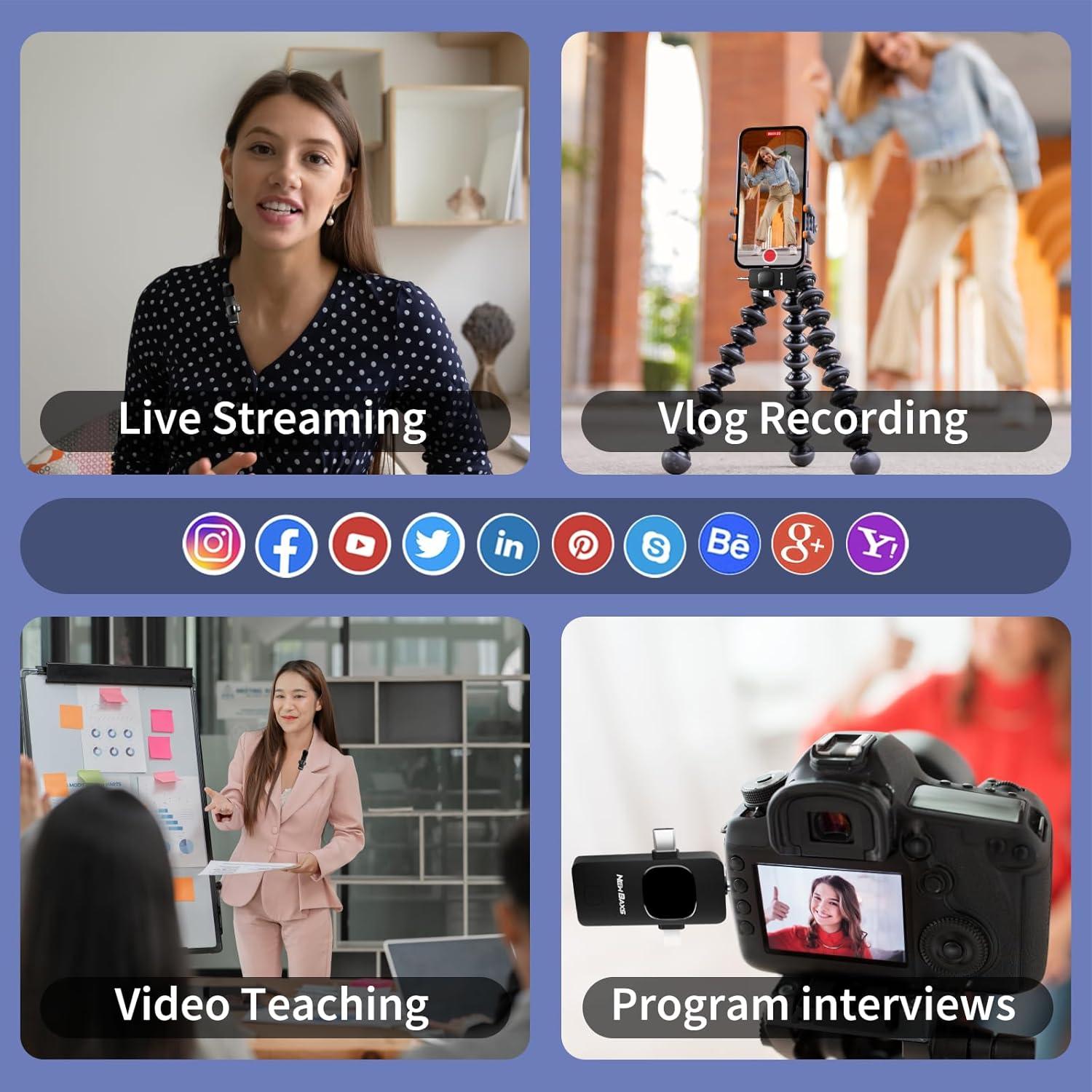 Micrófono Lavalier Inalámbrico NEWBAXS AR6 con Reducción de Ruido