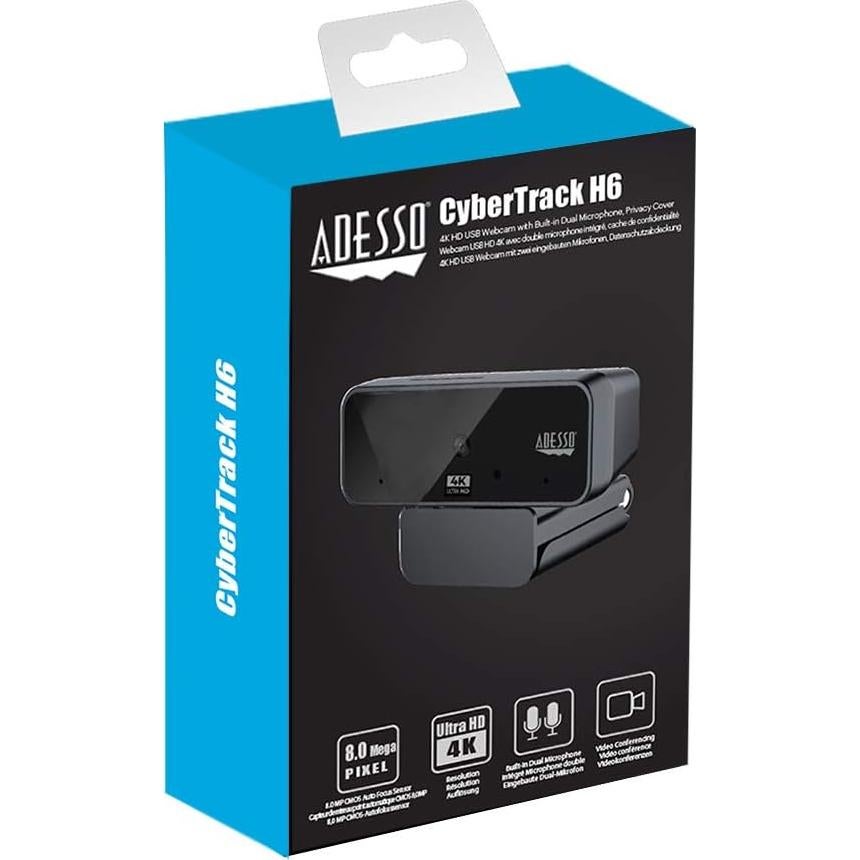 Cámara Web 4K Adesso CyberTrack H6 con Micrófono Dual