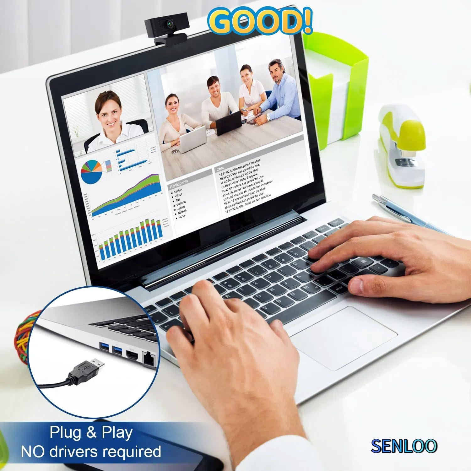 Cámara Web 1080P HD SENLOO con Micrófono y Gran Angular