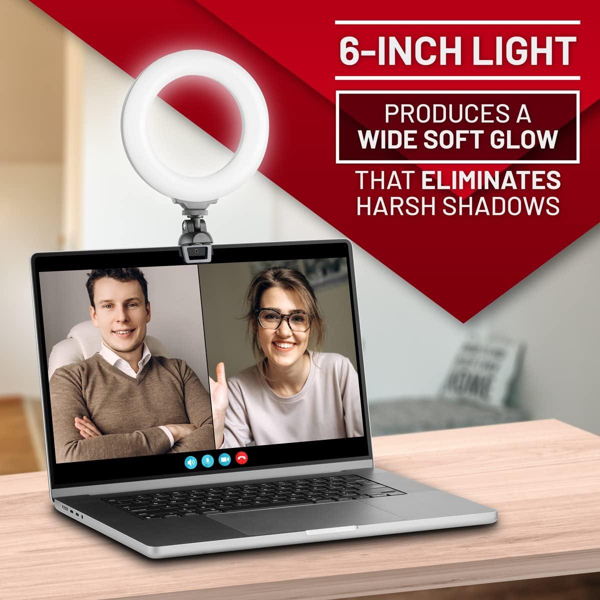Video Conference Lighting - Webcam Ring Light for Computer, Laptop, MacBook, Monitor - USB-C and USB-A - Small Portable Selfie Light for Zoom Meetings and Streaming