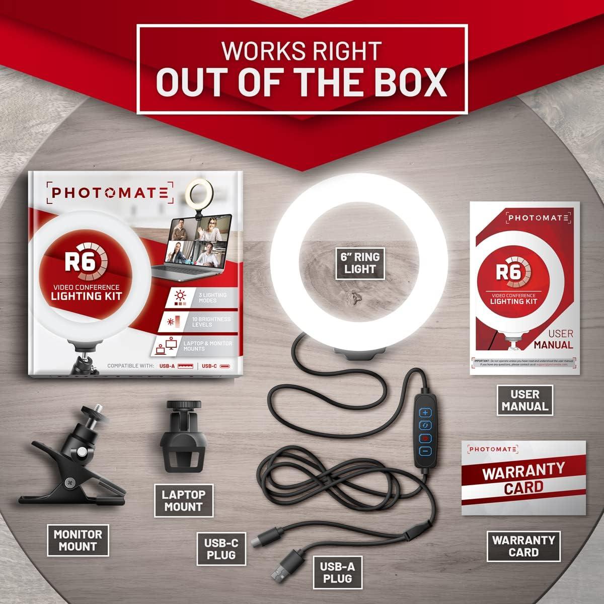 Video Conference Lighting - Webcam Ring Light for Computer, Laptop, MacBook, Monitor - USB-C and USB-A - Small Portable Selfie Light for Zoom Meetings and Streaming