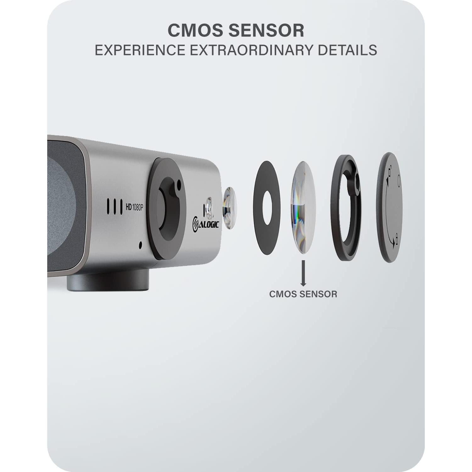 ALOGIC Iris Webcam, Full HD 1080p,2 Megapixel, CMOS Sensor, AI-Powered Autofocus, Built-in Mic with Noise Cancellation, Privacy Cover, Video Calling for Zoom, Skype or Microsoft Teams.