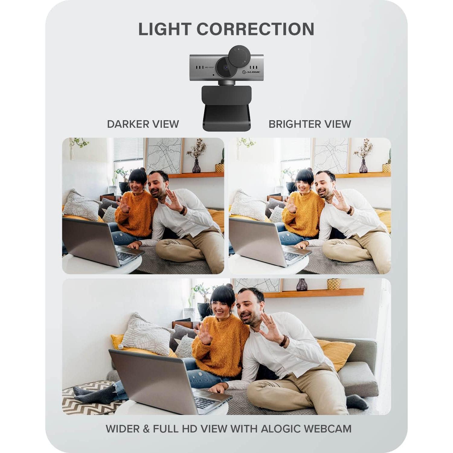 ALOGIC Iris Webcam, Full HD 1080p,2 Megapixel, CMOS Sensor, AI-Powered Autofocus, Built-in Mic with Noise Cancellation, Privacy Cover, Video Calling for Zoom, Skype or Microsoft Teams.