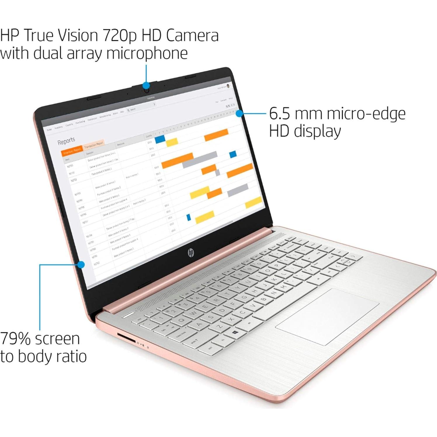 Laptop HP Stream 14" Rosa Dorado, Intel Celeron N4020, 4GB RAM, 128GB