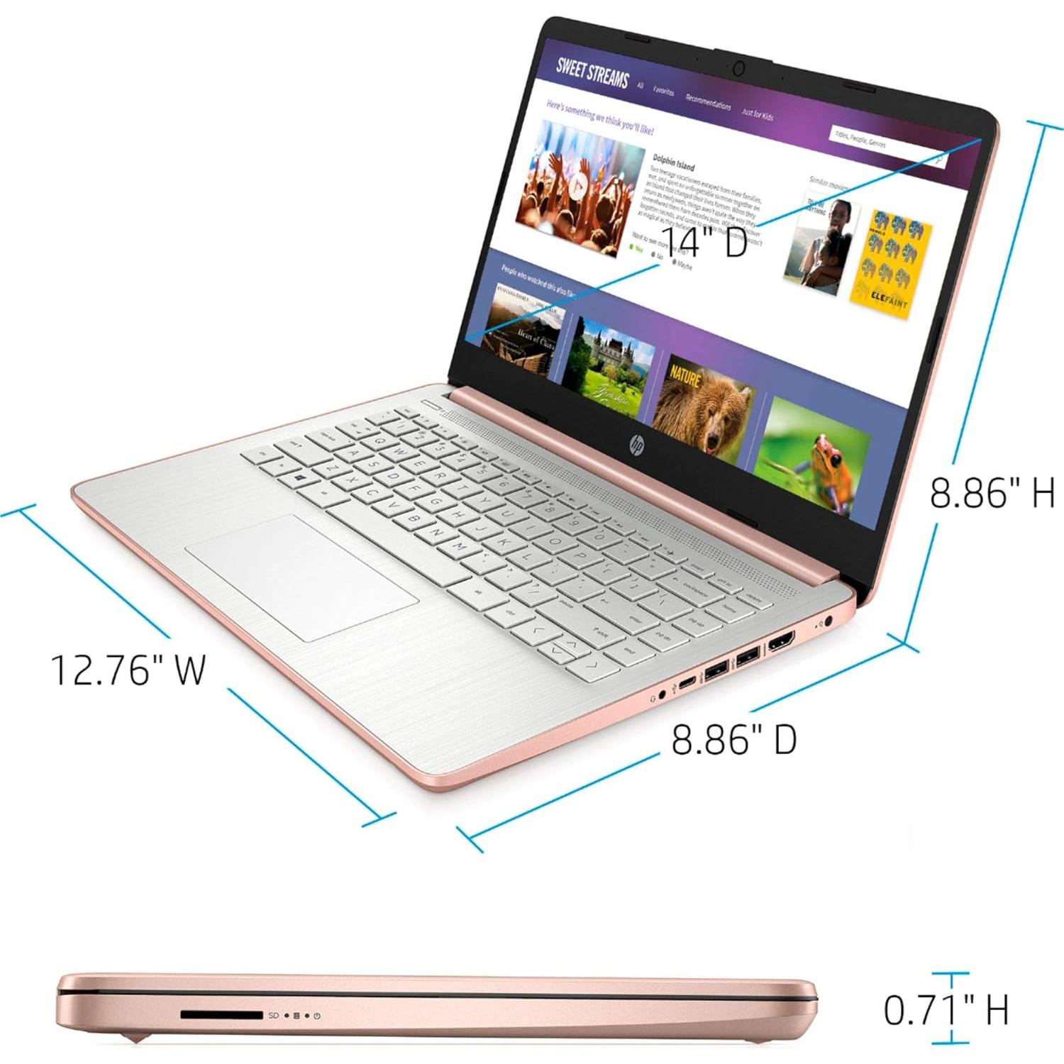 Laptop HP Stream 14" Rosa Dorado, Intel Celeron N4020, 4GB RAM, 128GB