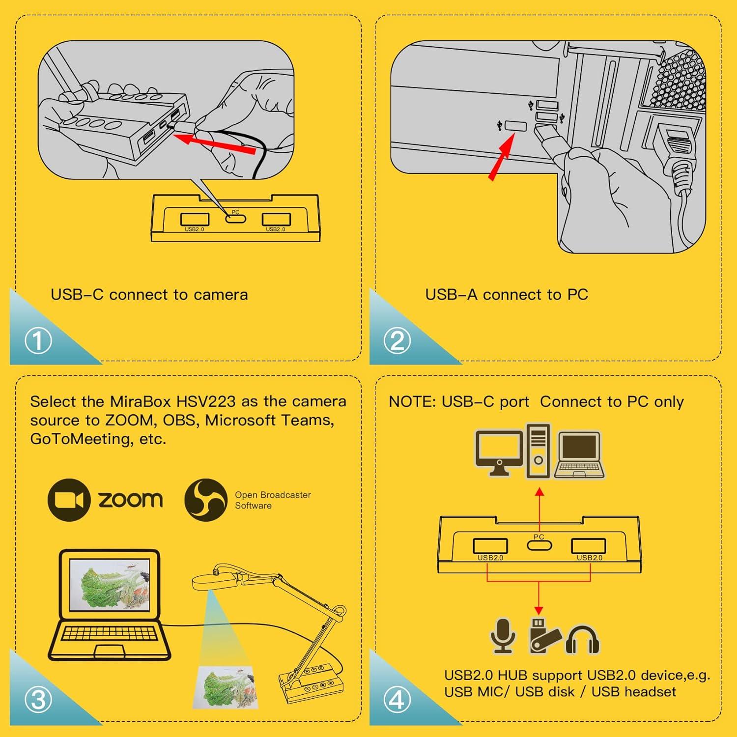 Cámara de Documentos Mirabox 4K USB 10MP para Educación