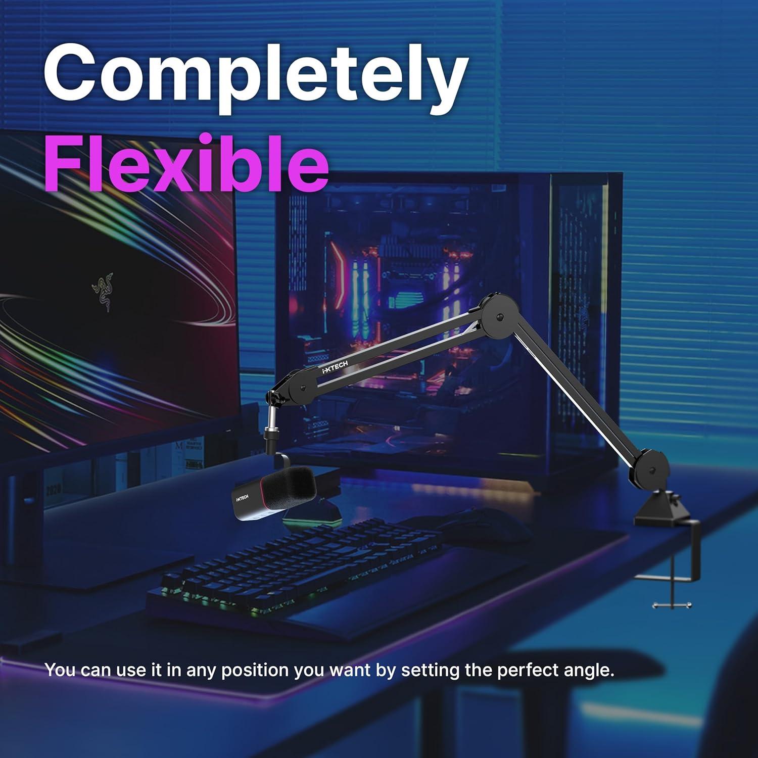 Brazo de Micrófono IXTECH Ajustable 1.6 kg Soporte de Escritorio