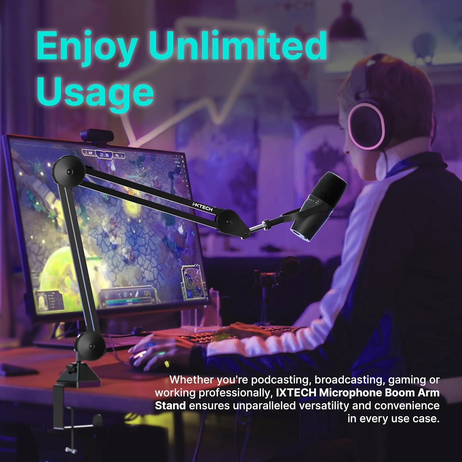 Brazo de Micrófono IXTECH Ajustable 1.6 kg Soporte de Escritorio