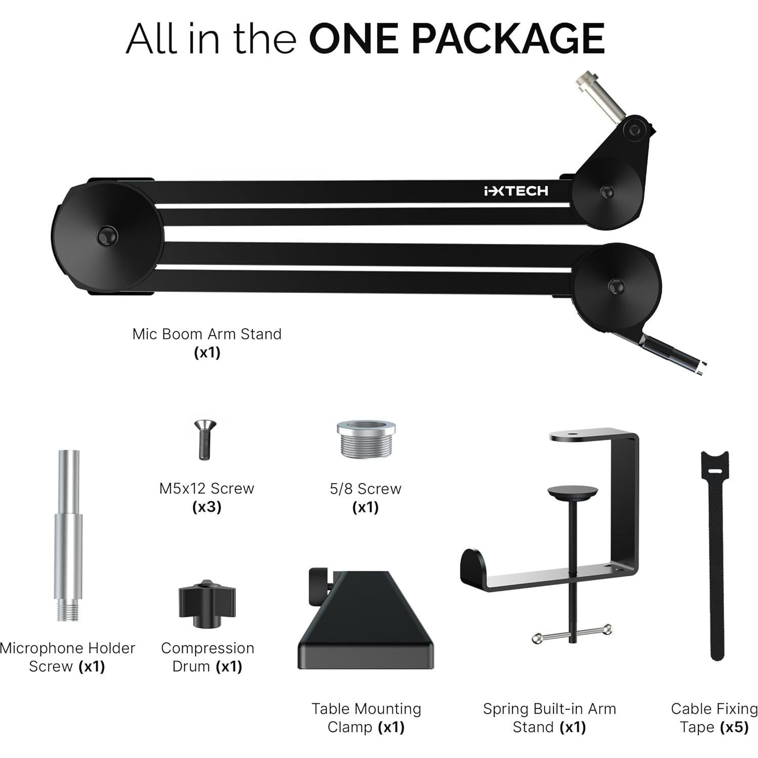 Brazo de Micrófono IXTECH Ajustable 1.6 kg Soporte de Escritorio