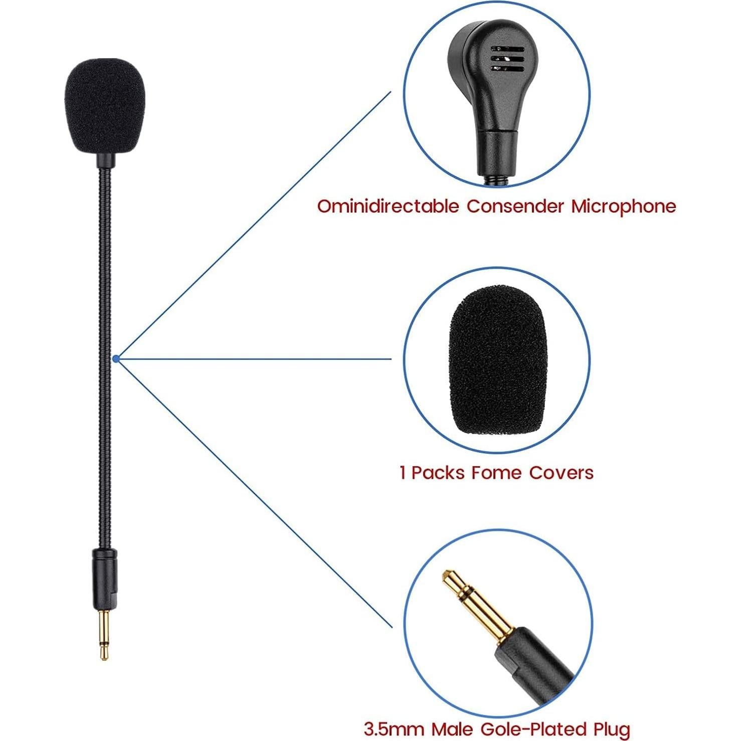 Microphone Replacement for Razer Kaira Pro Wireless Gaming Headset, Omnidirectional Detachable Mic Boom Works on Xbox One, Xbox Series X & S, PS5, PS4, PC, Mac