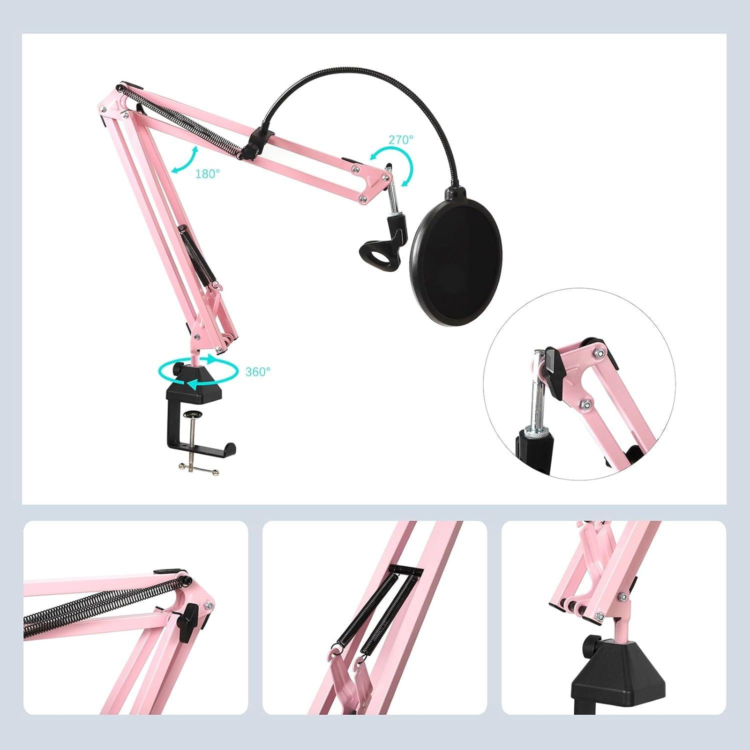 Soporte de Micrófono Rosa Cicano con Abrazadera Ajustable 1.81 kg