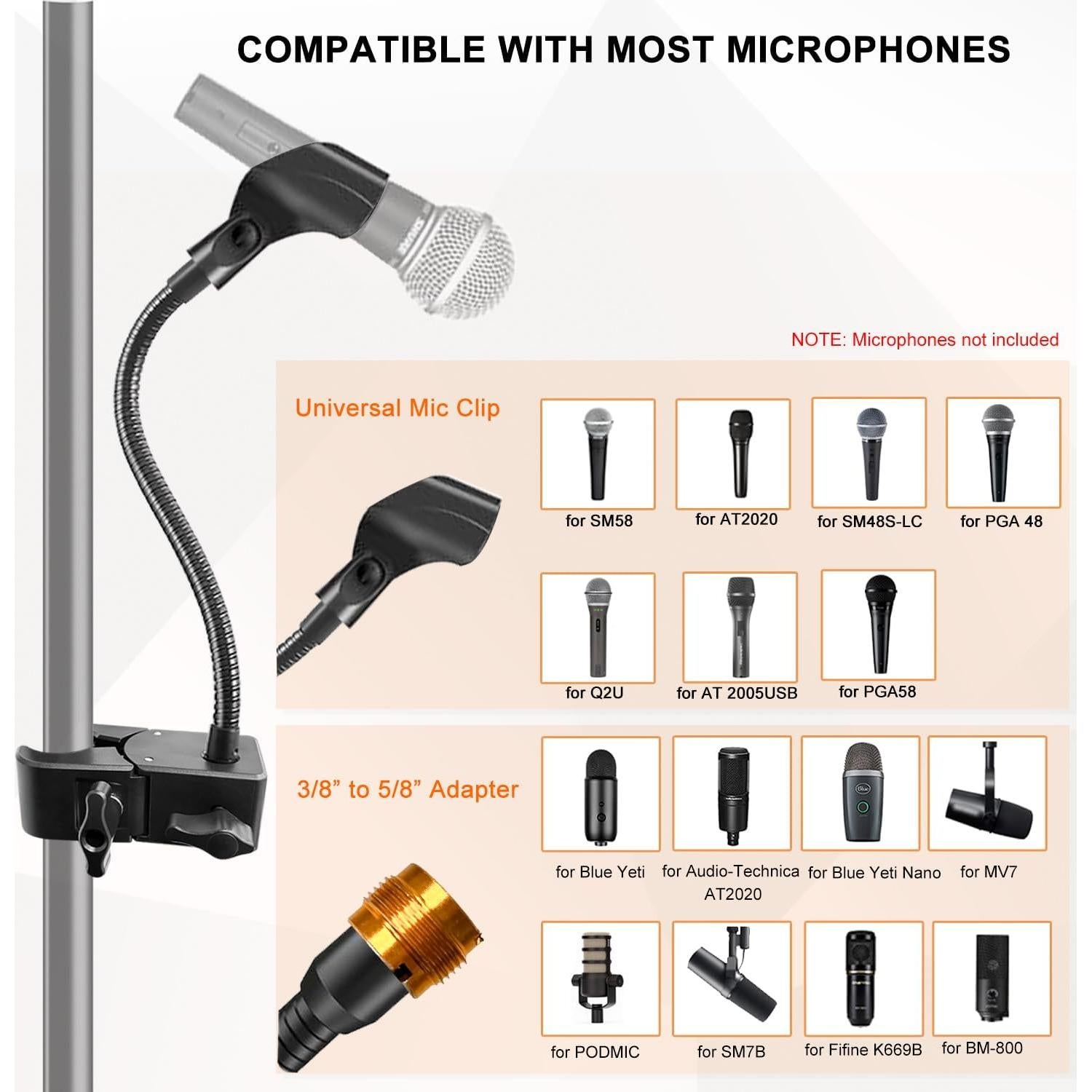 Soporte de Micrófono Flexible KMM1250419 33 cm con Clamp