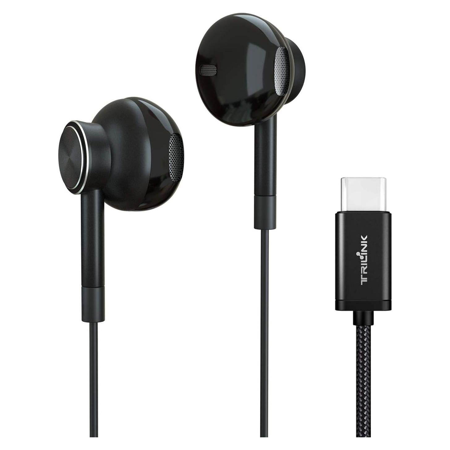 USB Type C Earbud Headphones, Hi-Res in-Ear Earphone w/Mic Compatible with iPhone 15 Series New iPad Pro/MacBook Pro, Google Pixel 5g/5/4xl, OnePlus, Samsung Galaxy, HTC U12, Sony, Essential, Razer