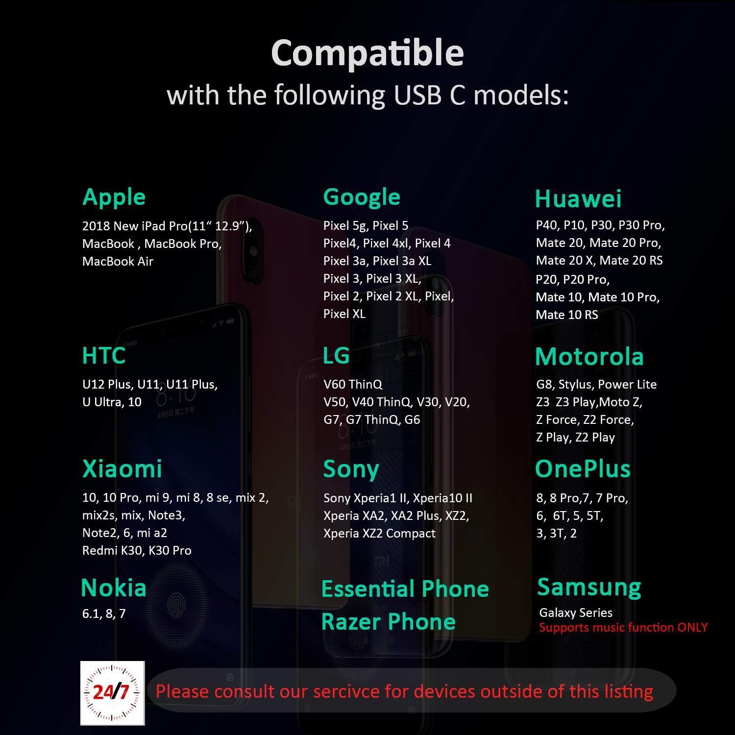 USB Type C Earbud Headphones, Hi-Res in-Ear Earphone w/Mic Compatible with iPhone 15 Series New iPad Pro/MacBook Pro, Google Pixel 5g/5/4xl, OnePlus, Samsung Galaxy, HTC U12, Sony, Essential, Razer