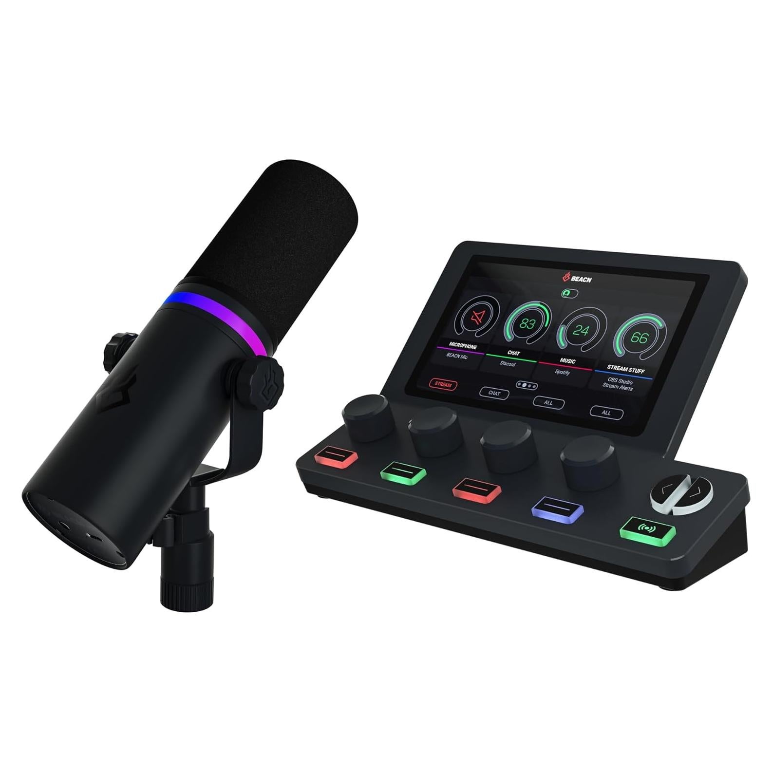 Dark Microphone and Mix Create Bundle | Gaming, Podcast, and Streaming Microphone with Windows USB C Audio Mixer for Twitch, and YouTube Streamers | Content Creator Essentials