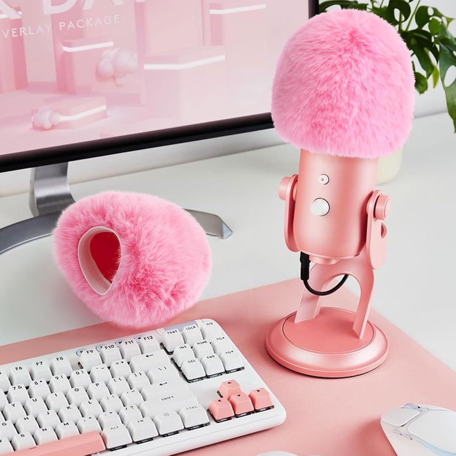 Filtro Pop para Micrófono Blue Yeti - Funda de Espuma Rosa 11x13 cm