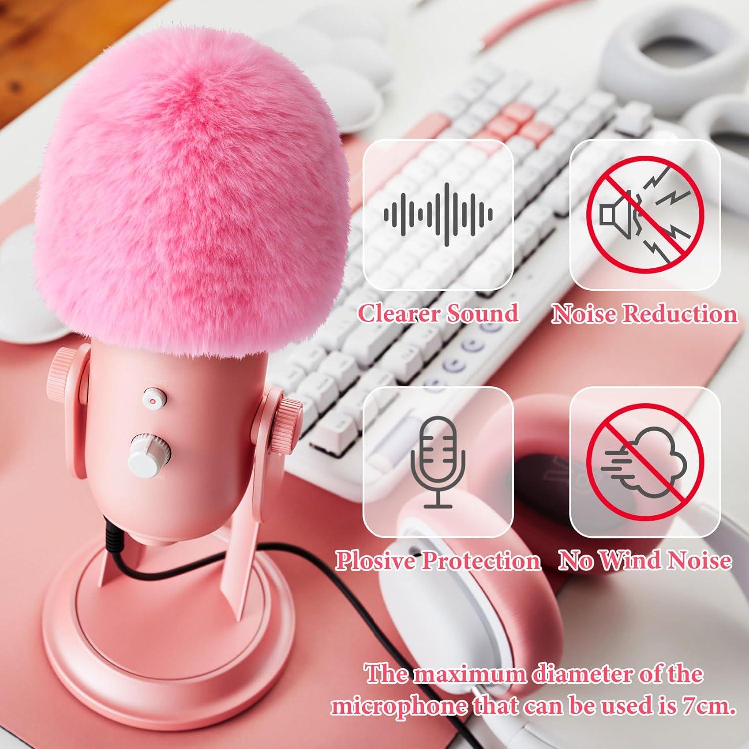 Filtro Pop para Micrófono Blue Yeti - Funda de Espuma Rosa 11x13 cm