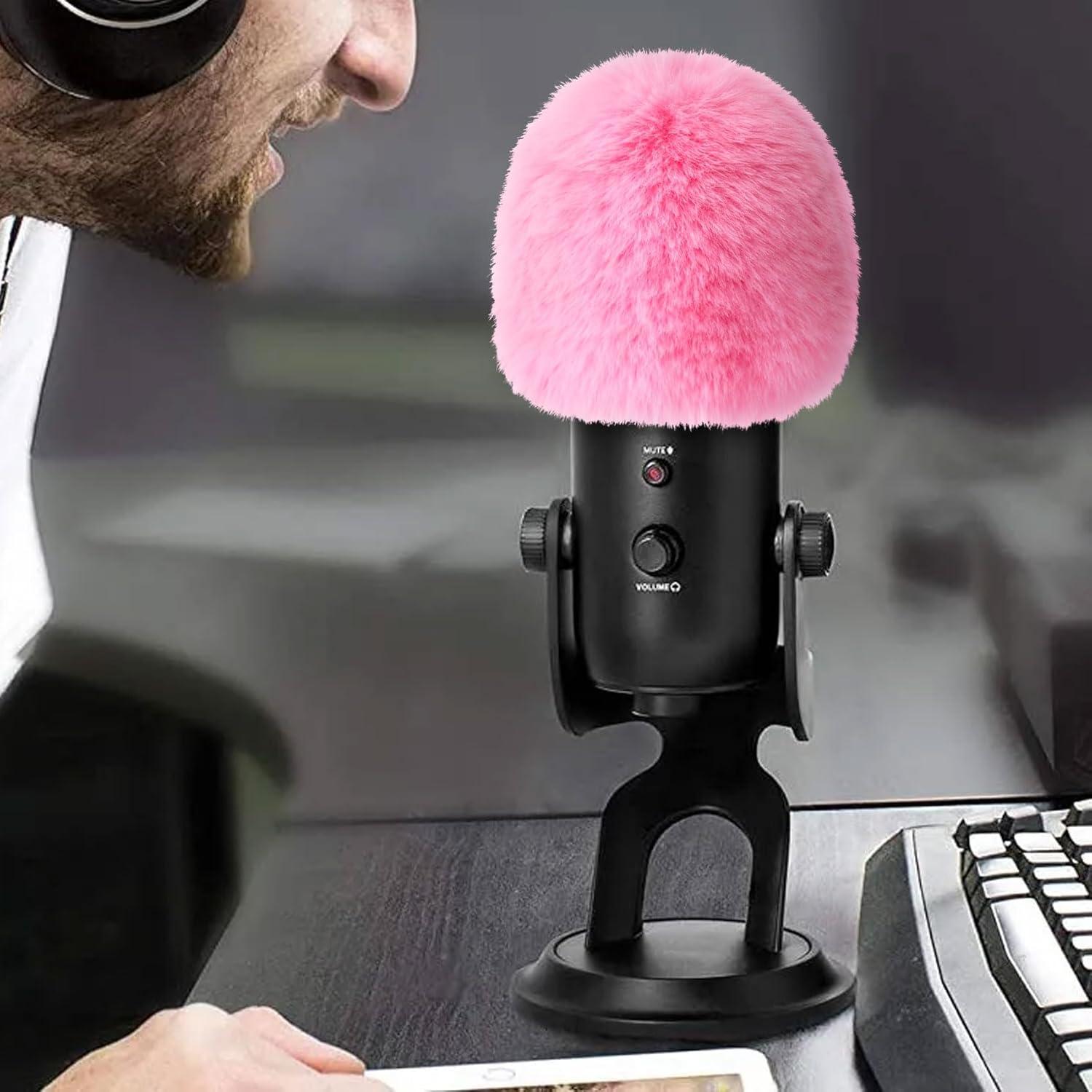 Filtro Pop para Micrófono Blue Yeti - Funda de Espuma Rosa 11x13 cm