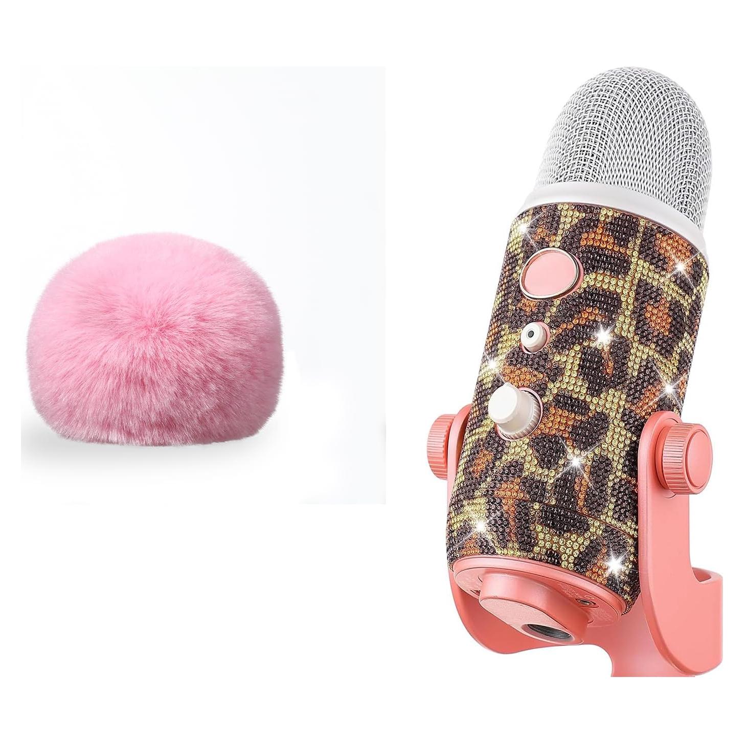 Cubierta de micrófono peluda ZealSound + pegatina diamante