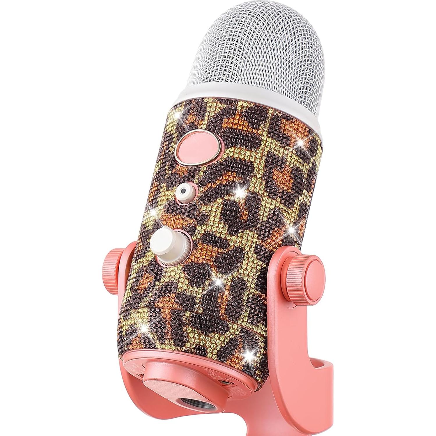 Cubierta de micrófono peluda ZealSound + pegatina diamante