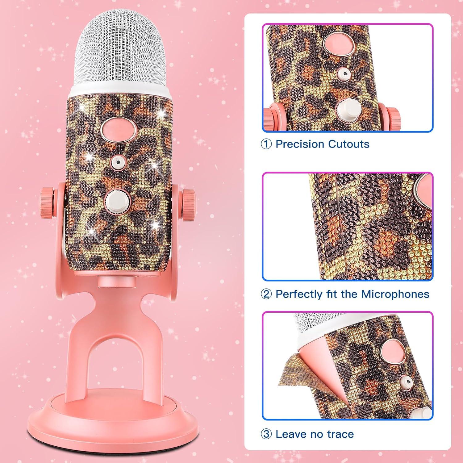 Cubierta de micrófono peluda ZealSound + pegatina diamante