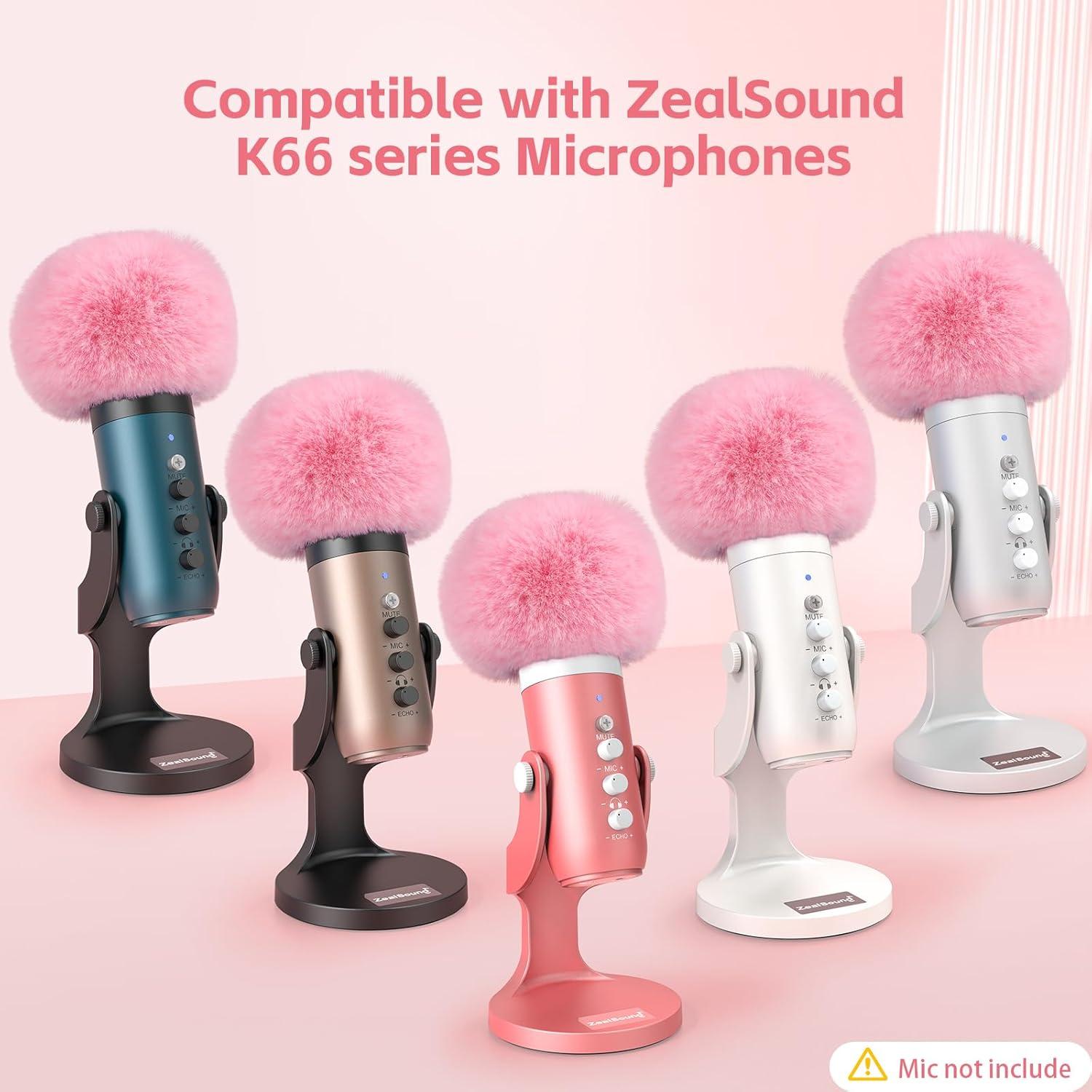 Cubierta de micrófono peluda ZealSound + pegatina diamante