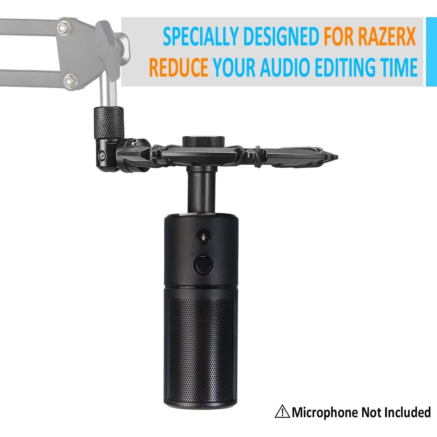 YOUSHARES Razer Seiren X Mic Boom Arm with Foam Cover - Mic Stand with Shock Mount and Foam for Razer Seiren X Microphone